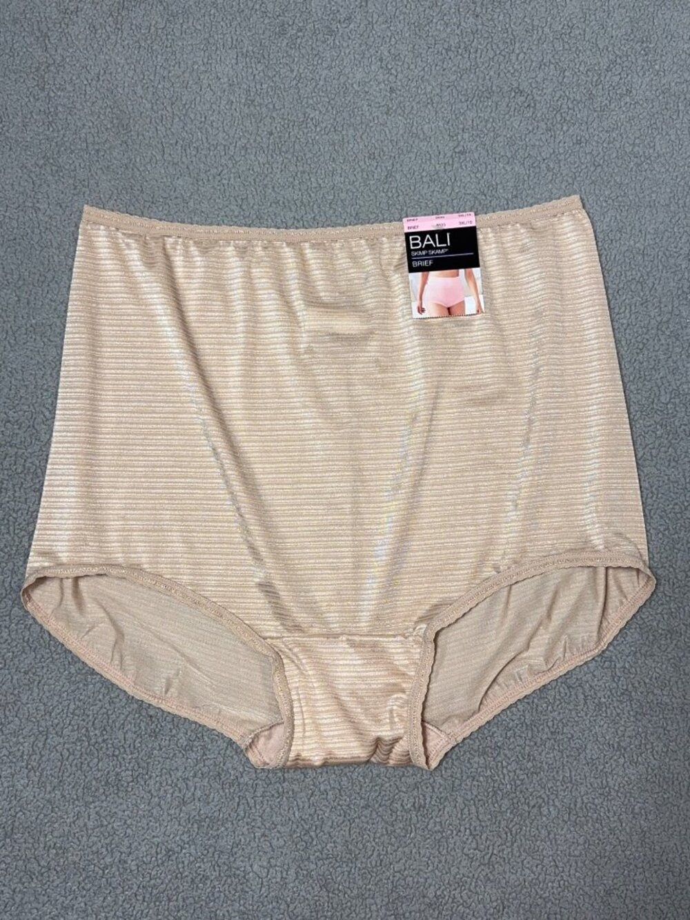 Bali Women's Skimp Skamp Brief Panty 2633 Nude Stripe Size 10/3XL NWT